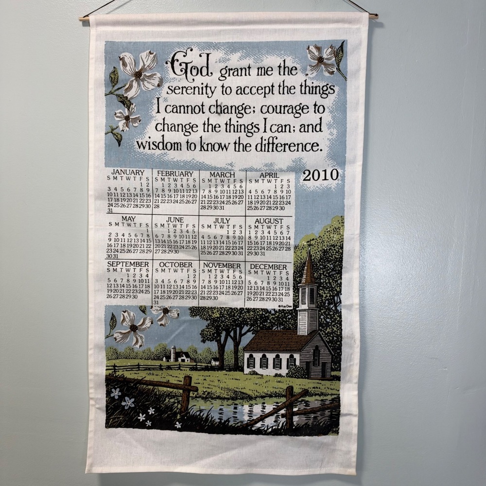 Kay Dee 2010 Calendar Towel Serenity Prayer Church Dogwood Wall Hanging